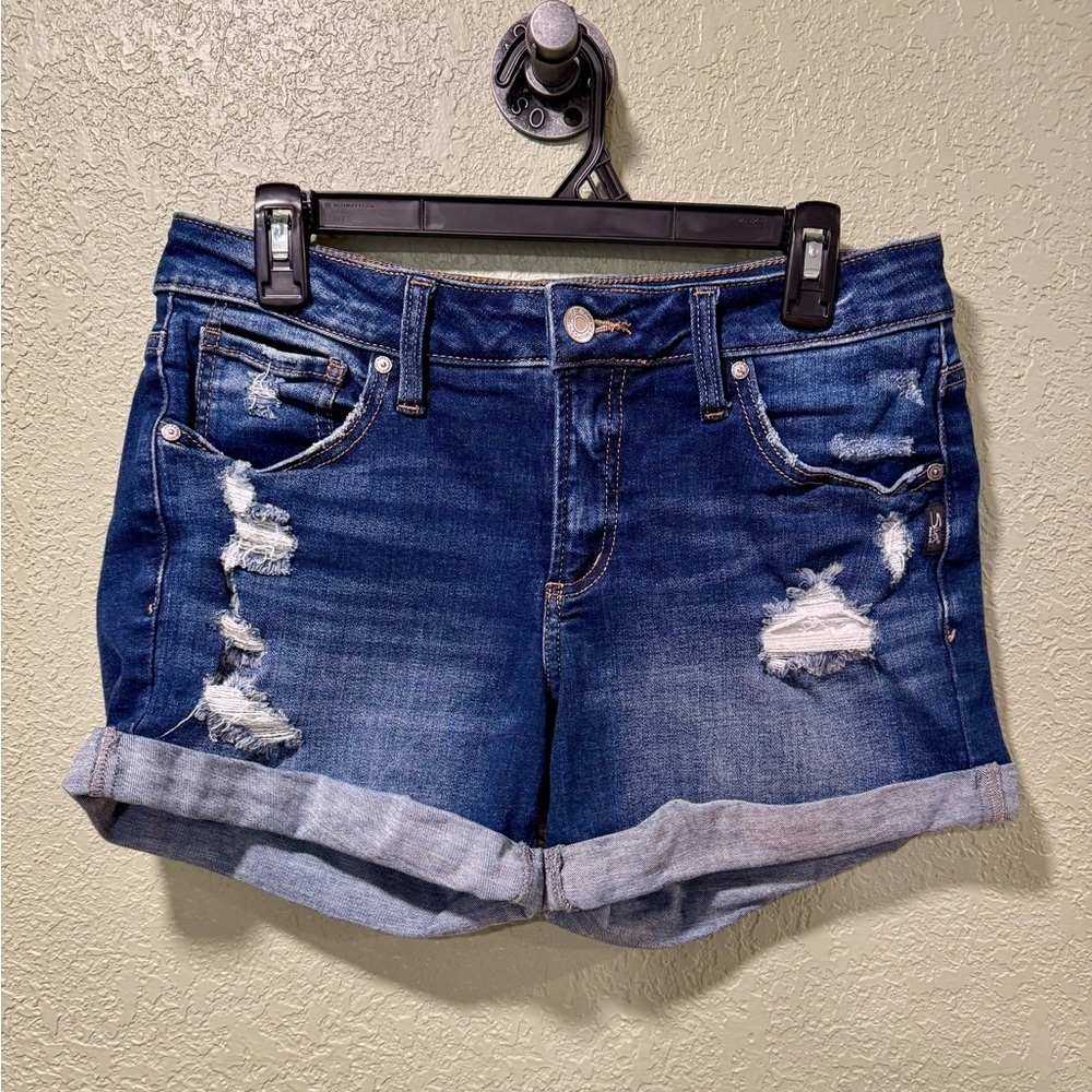 Silver Jeans Distressed Blue Jean Shorts